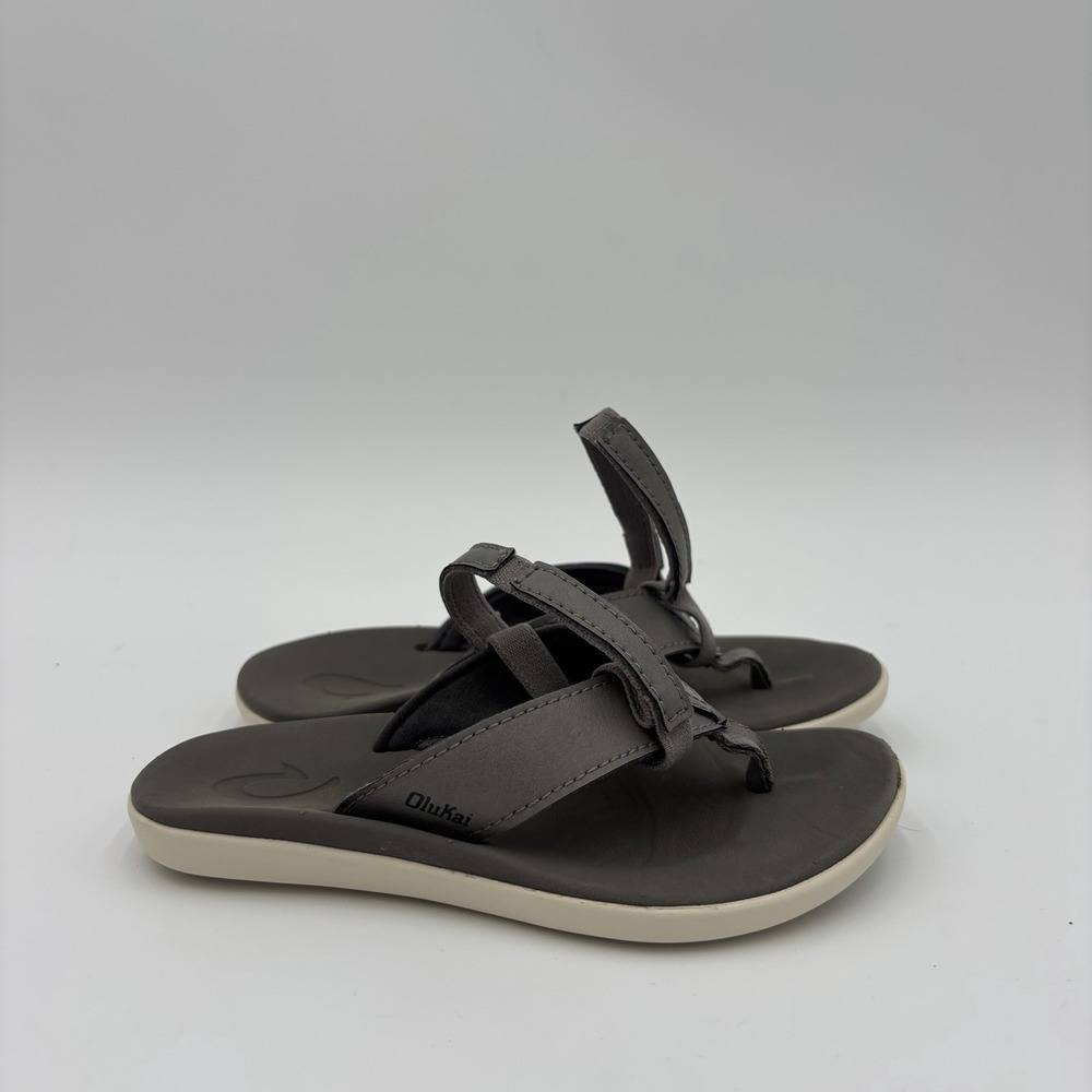 Olukai Toddler Sandals Gray Boys Size 9 Summer Vacation Thong Sling Back